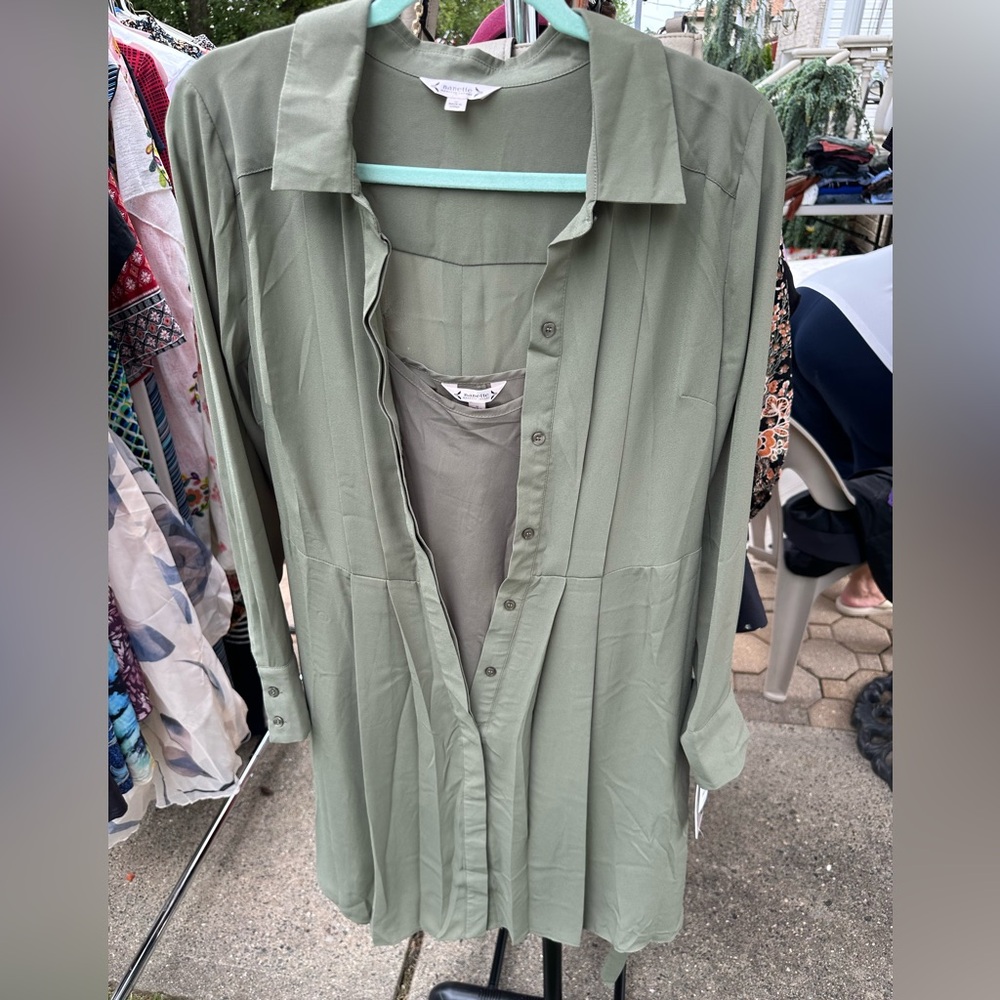 Nannette Olive Button-Up Dress